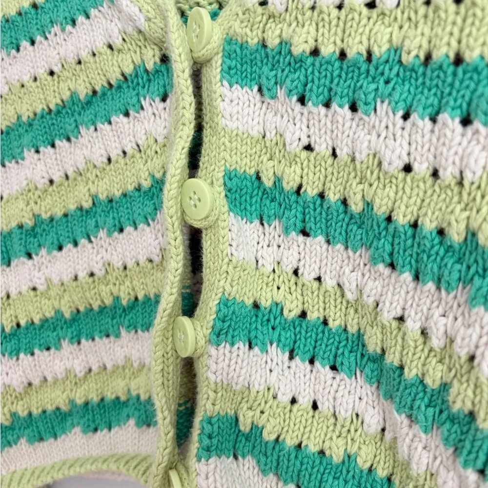 Zara Mint Green and Cream Striped Cardigan - Picture 4 of 6